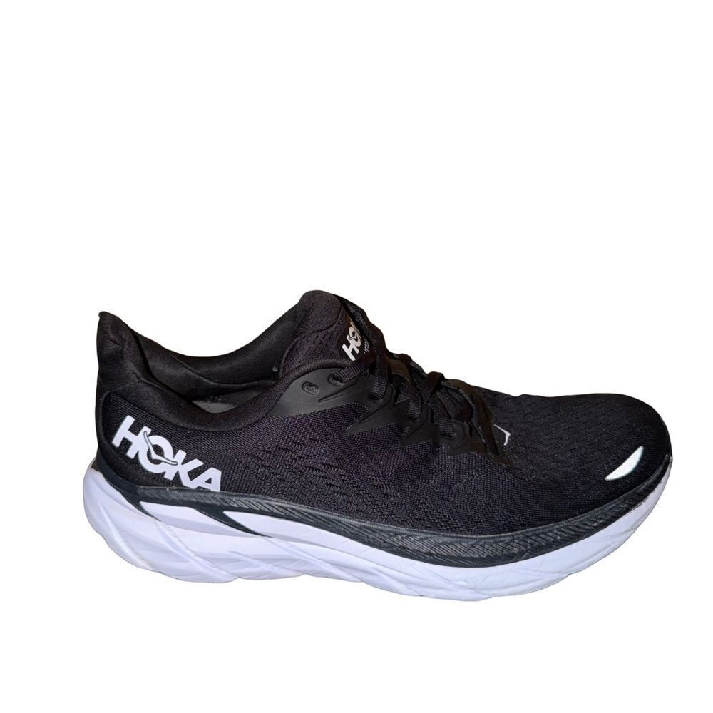 Hoka Clifton 8 Black and White Road Running Shoe size 10 D